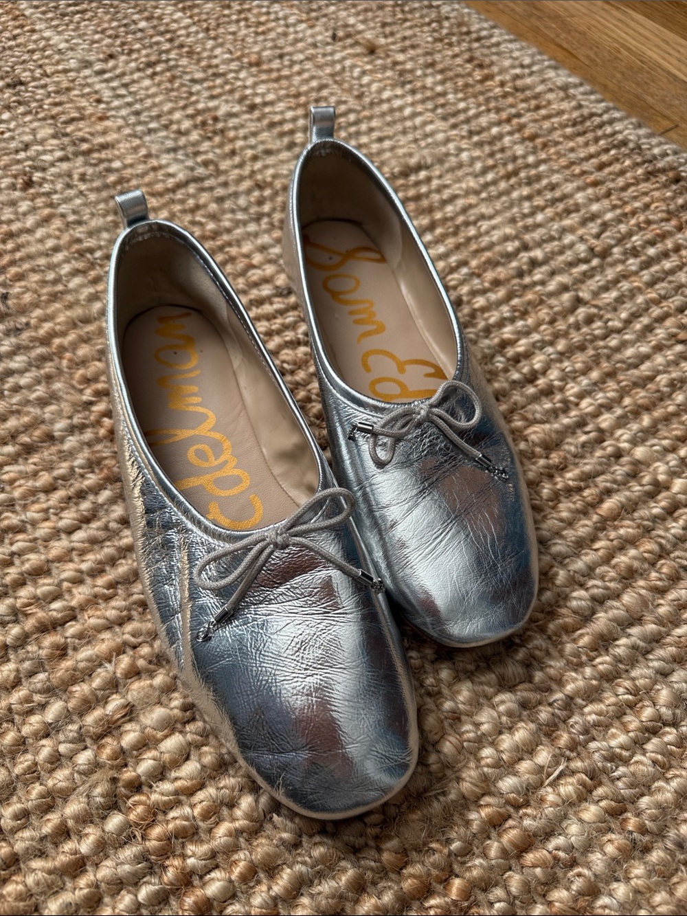 Sam Edelman Metallic Silver Leather Ballet Flats